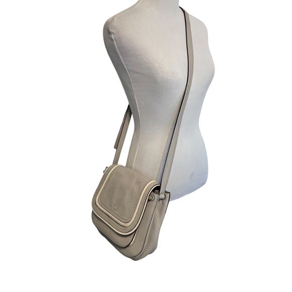 Kate Spade Pratt Street Rianne Bag Womens Gray & Ivory Leather Tasseled Purse - Picture 6 of 12